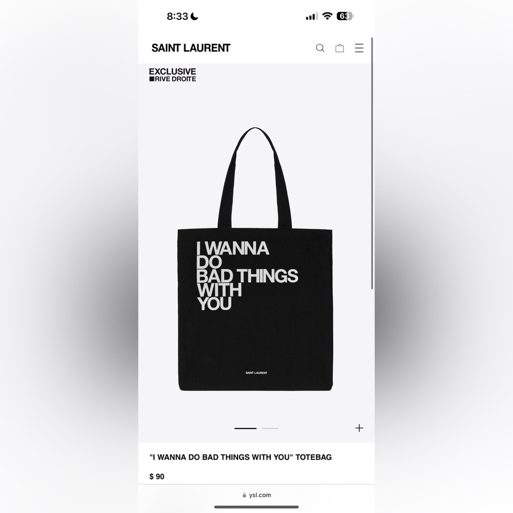 Saint Laurent “i wanna do bad things with you” tote bag